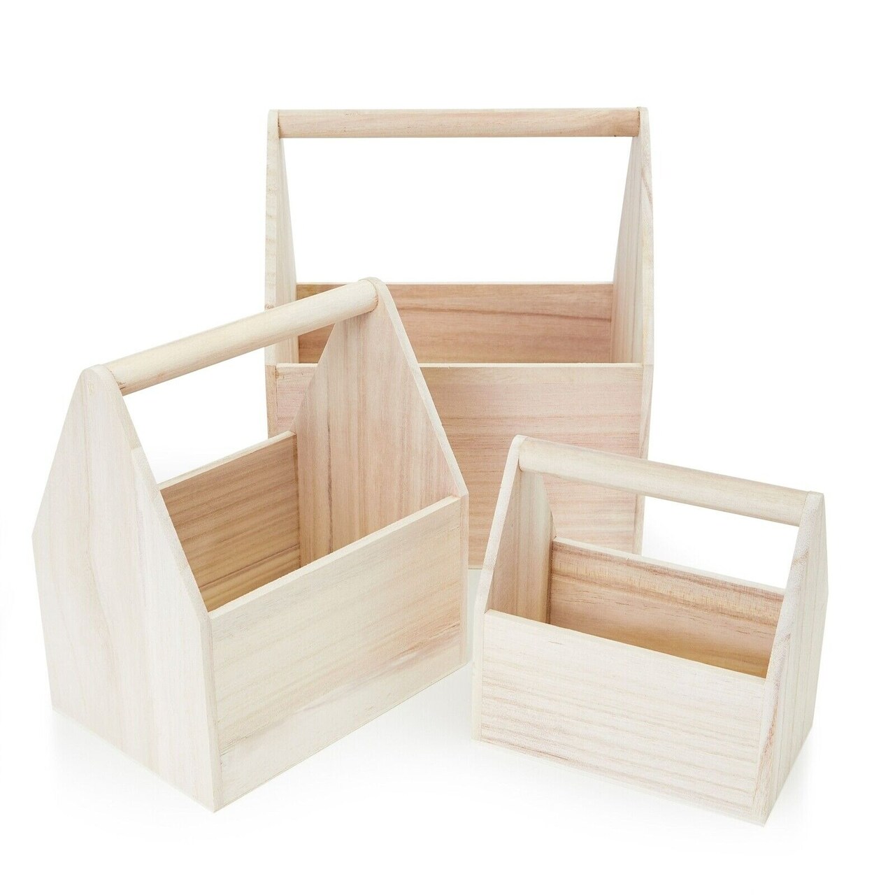 3 Pack Unfinished Wood Box Set with Handles for Crafts